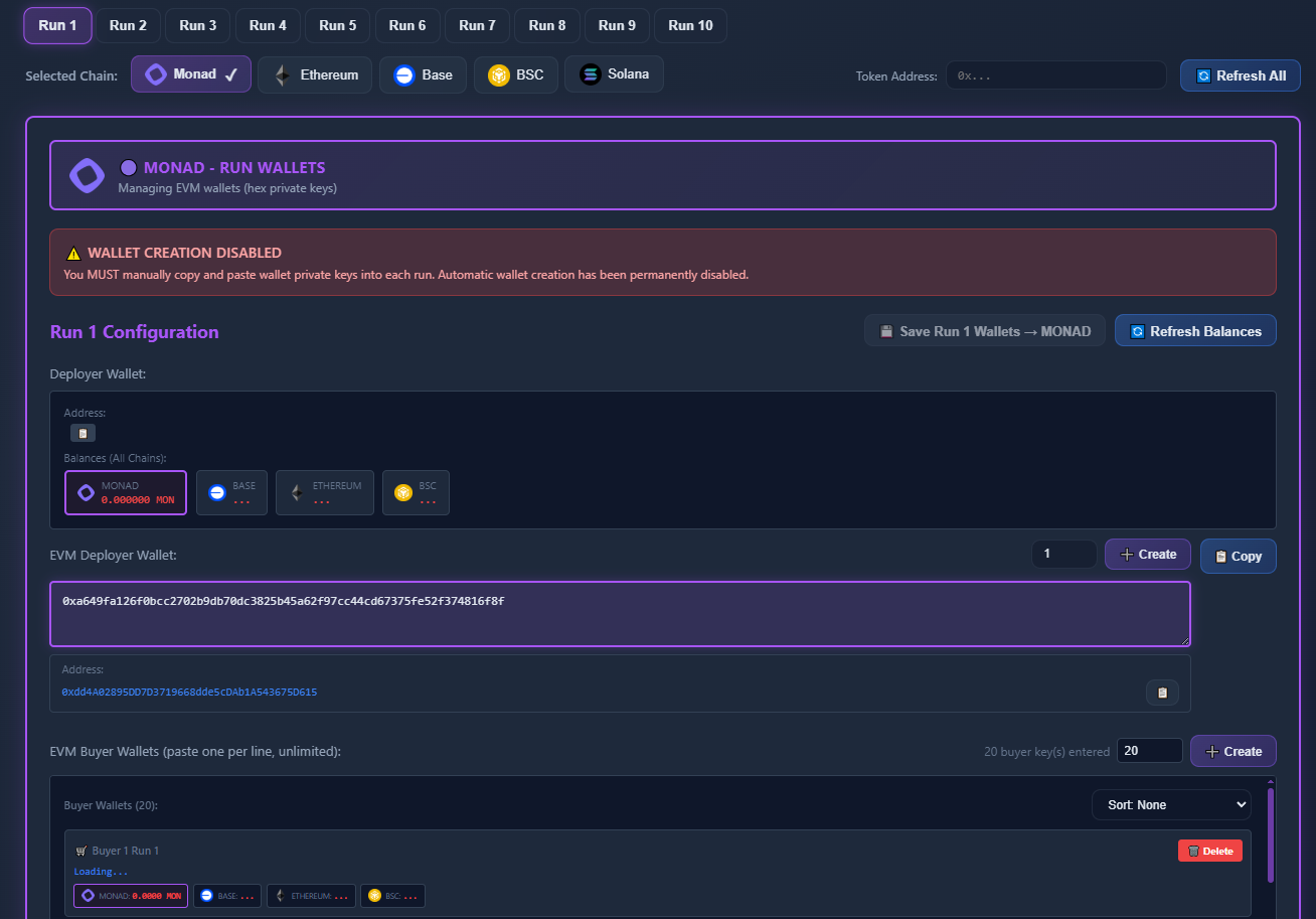 Run Config with Private Keys