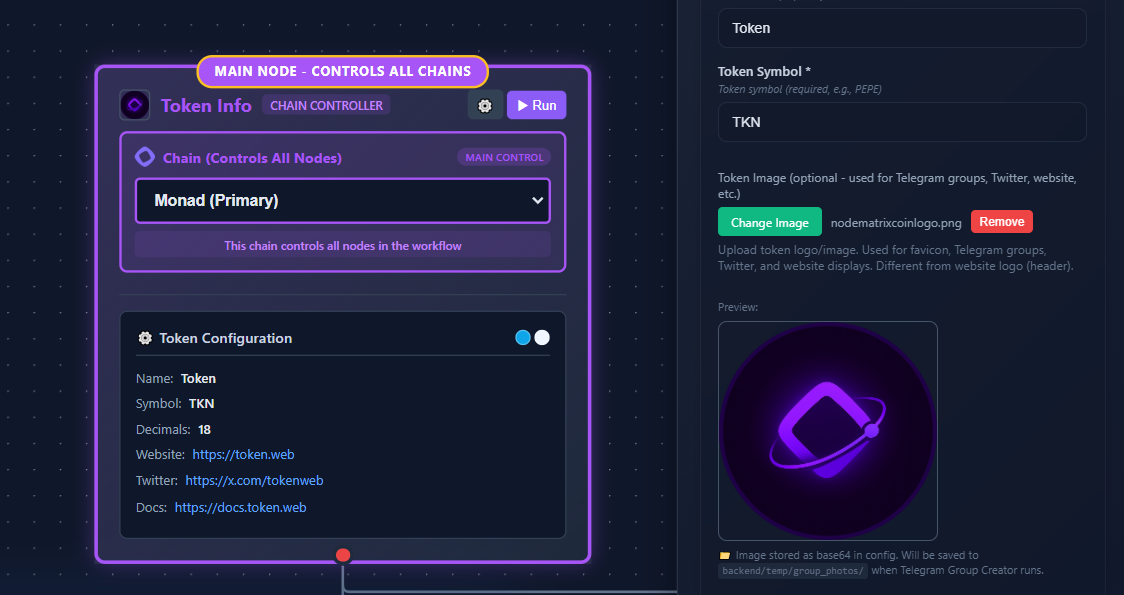 Token Info Node Configuration